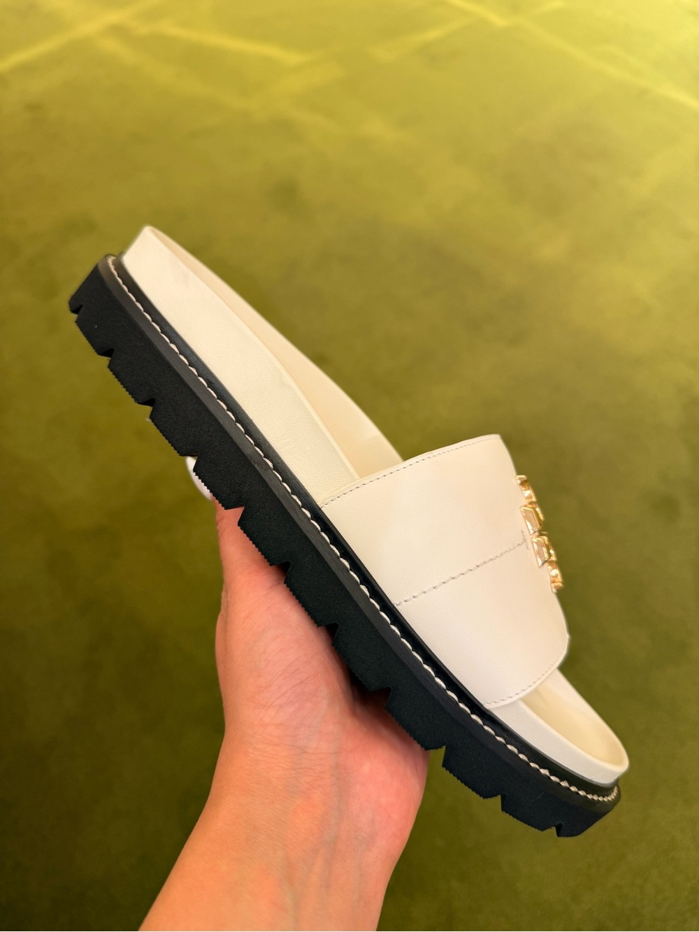 Tory Burch Everly Anatomic Lug Sandals, New Ivory / Perfect Black - Picture 7 of 16